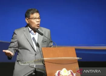Tangkapan layar Menteri Dalam Negeri Malaysia Saifuddin Nasution Ismail dalam Silaturahmi Bulanan dan Amanat Tahun Baru 2023 di Putrajaya, Jumat (27/1/2023). (ANTARA/Virna P Setyorini)